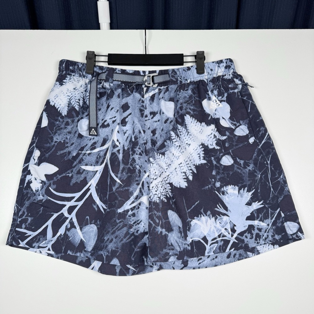 Men Nike ACG Trail Shorts Gorpcore Belted Hiking Nylon AOP DV9546-015 Sz Large